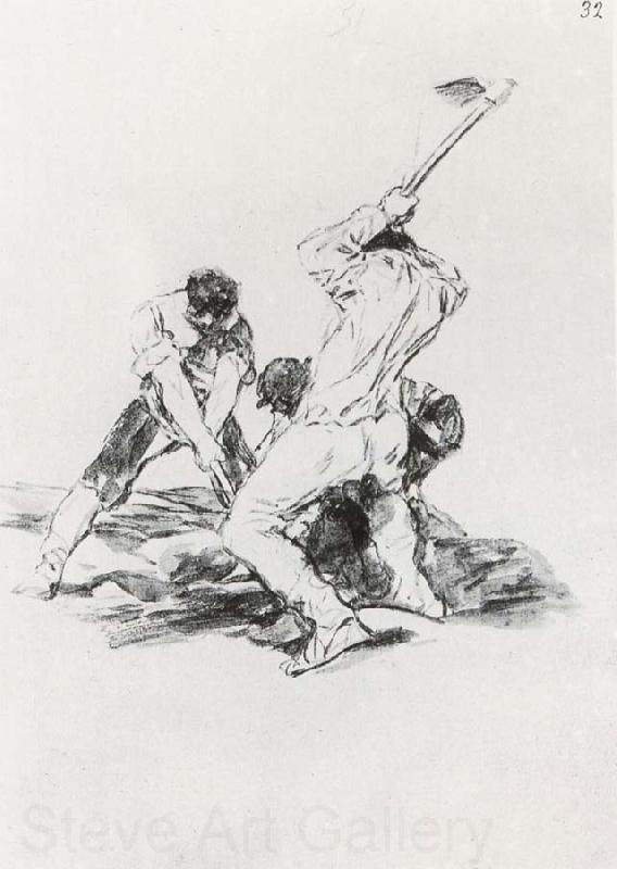 Francisco Goya Three Men Digging Norge oil painting art